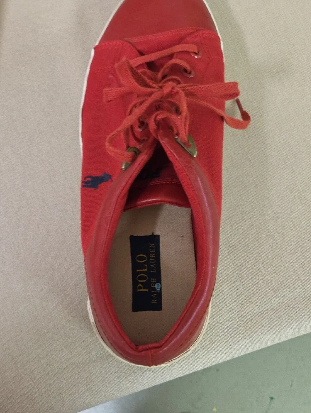 Polo Ralph Lauren Jerome Low Red Canvas Leather Sneakers Men's 10
